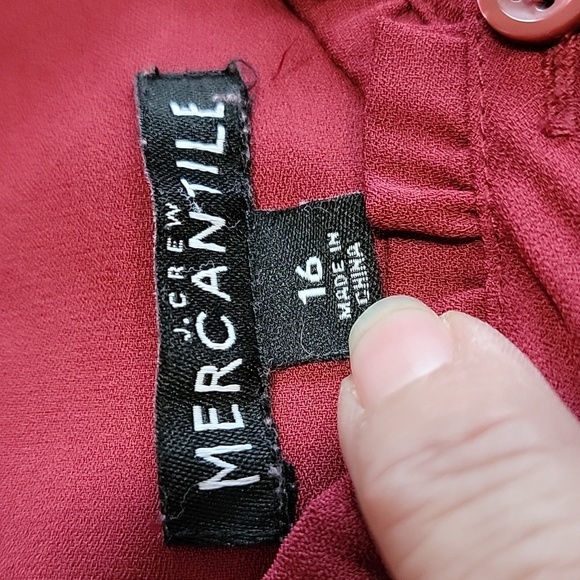 J.Crew Mercantile Size 16 Burgundy Red Tiered Ruffle Pintuck Front Dress - Picture 12 of 14